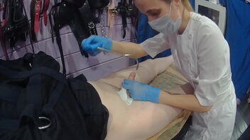 Female dominance and medical fetish in homemade BDSM movie.