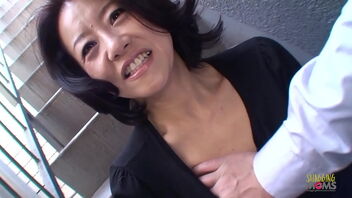 Asian MILF gets a facial cumshot after a hot blowjob and vibrator session